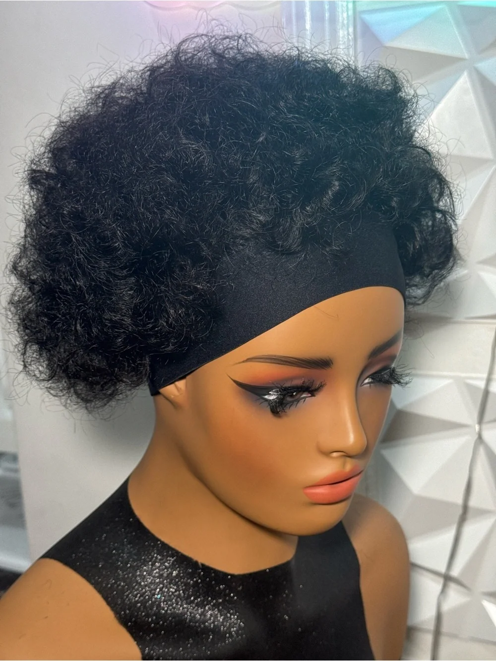 100% Human Hair Afro Curly Headband Wig | Glueless Short Natural Look Wig